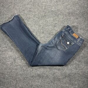 DO Denim Bootcut Jeans Womens 14 Dark Blue Thick Stitch Flap‎ Pocket Y2K Style